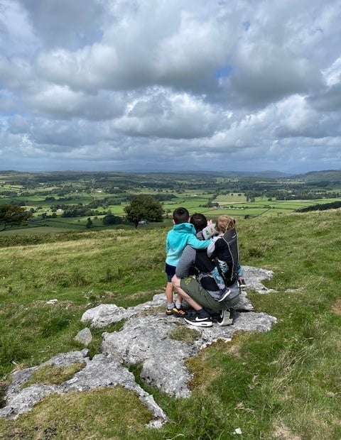 Family looking out over the Cartmel valley