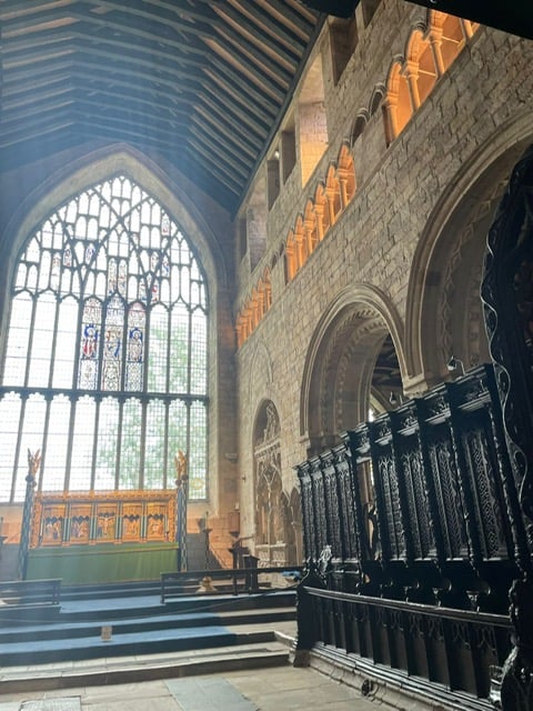 The different arches in Cartmel Priory.  Oldest ones are on the right (Norman arches)