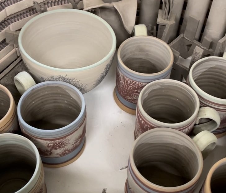 Pottery at the pottery studio in the Farmers Arms, the Lake District