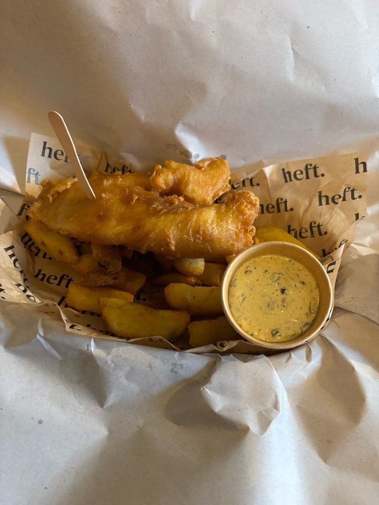 Fish and Chips in Heft paper. Heft High Newton South Lakes dining
