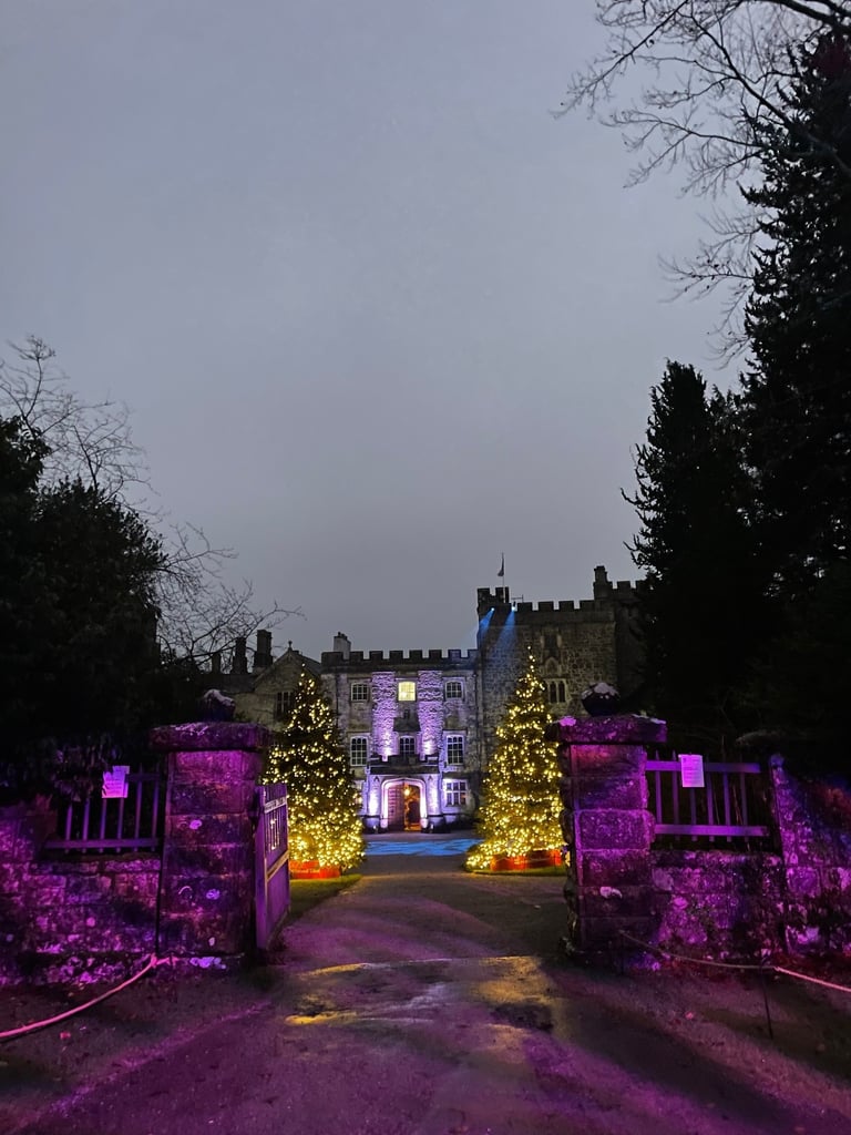 Sizergh Castle Winter Lights and Christmas tree in the Lake District