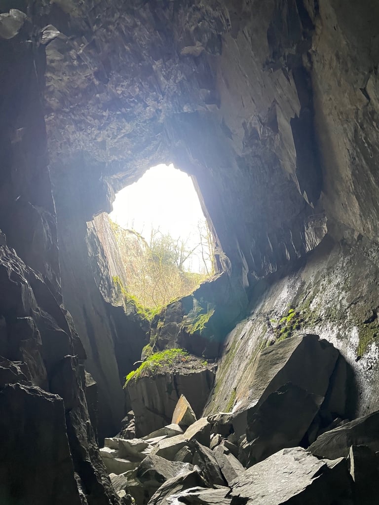 the huge chamber at Cathedral Quarry