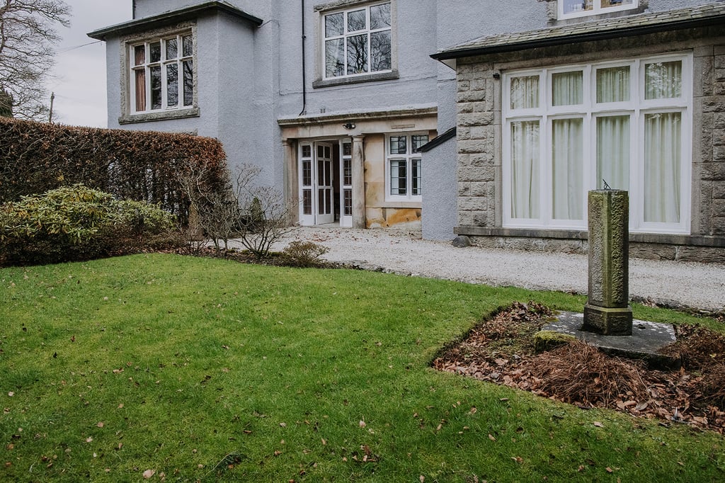 The front door at the pheasant lodge. accessible accommodation Lake District parking