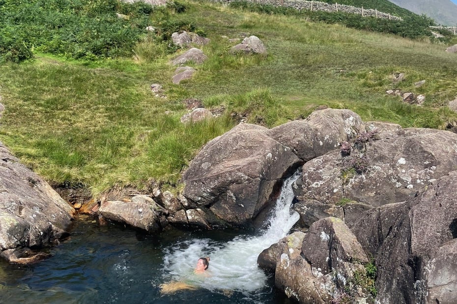 Waterfall swims in the lake district
