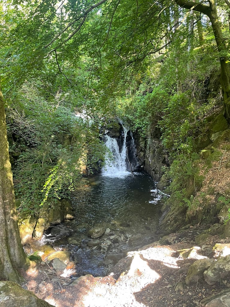 Rydal waterfalls at Rydal House in the Lake District