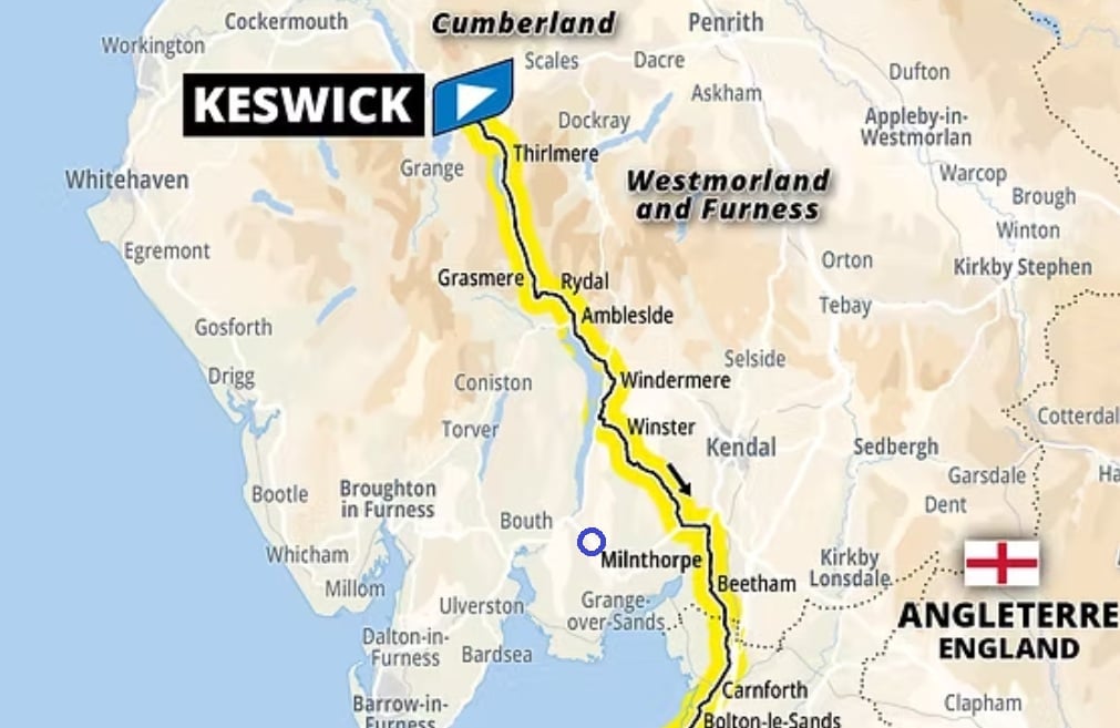 Map of the Tour de France Cumbria 2027