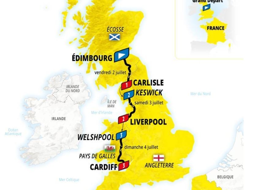 The tour de france cumbria map