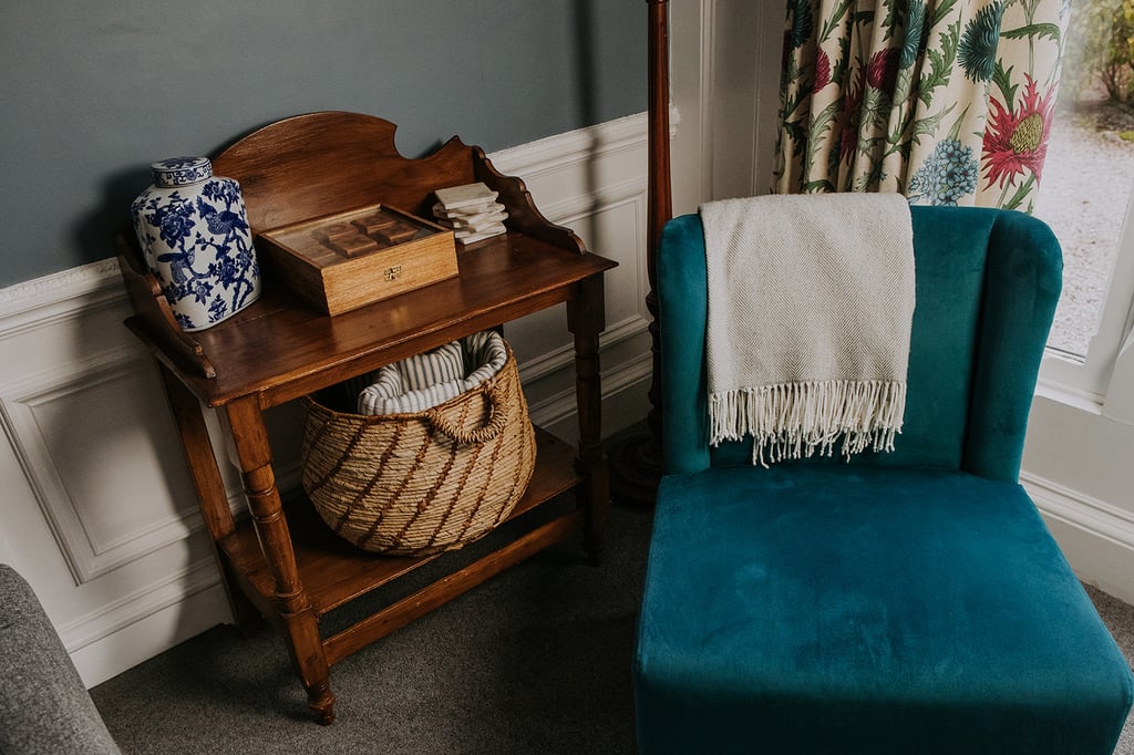 Extra blankets and throws at the pheasant lodge in the lounge