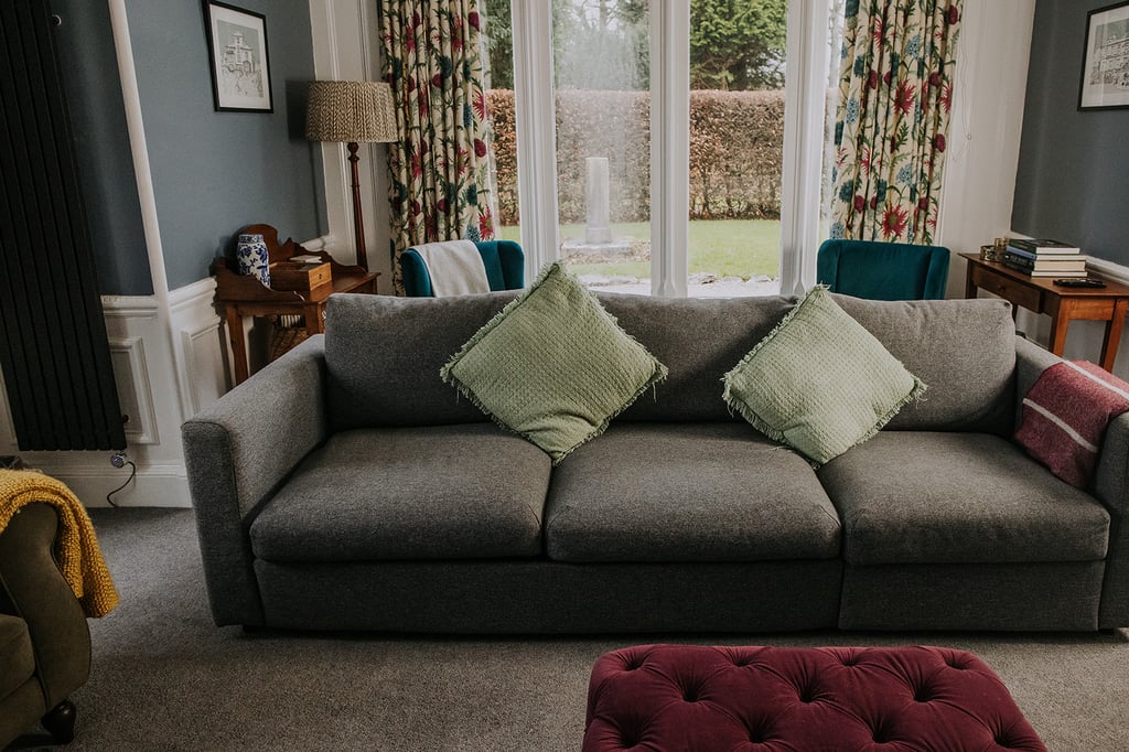 The sofa and sofa bed in the Pheasant Lodge lounge
