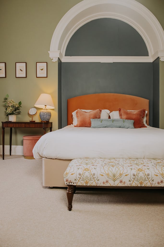 the superking bed in the arch way in the master bedroom