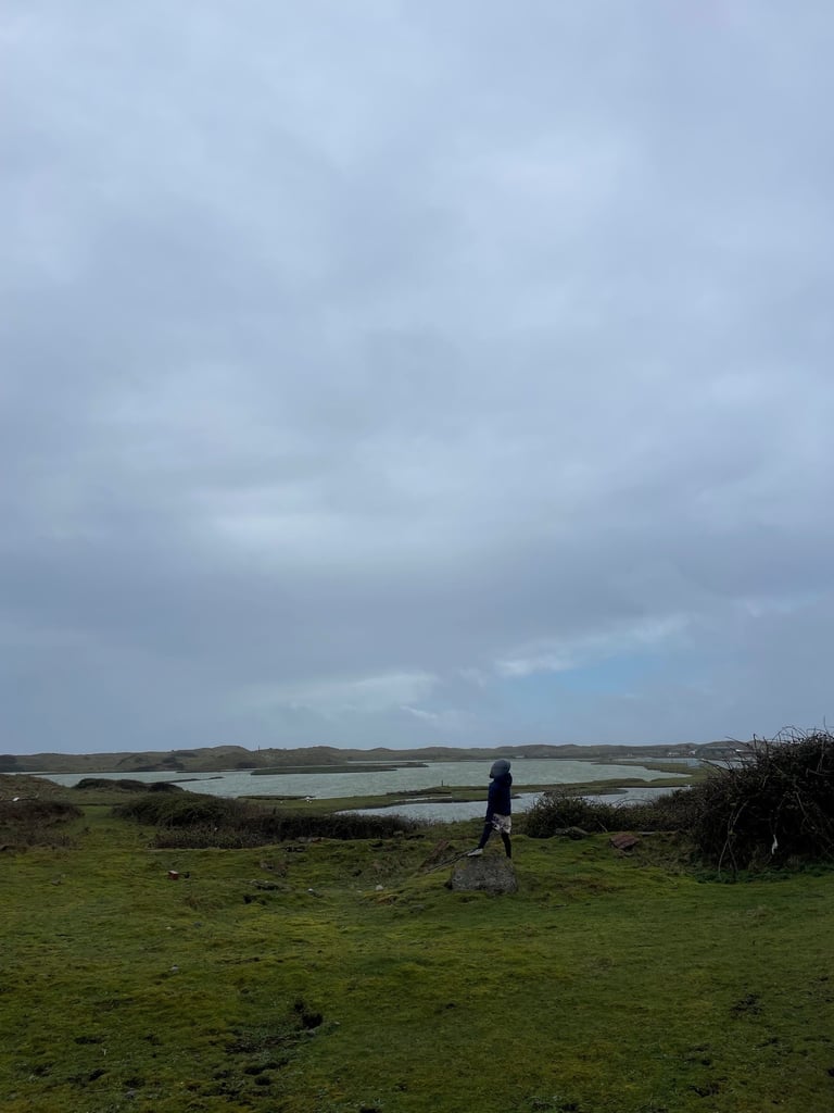 Walney Island nature reserve boy looking out to nature