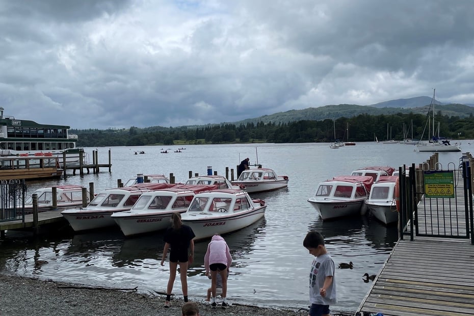 Boats on the shore of Windermere to hire